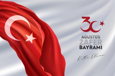 30 Ağustos Zafer Günü Mutlu Yıllar (30 Ağustos Zafer Bayrami kutlu olsun) Zaferin kutlanması ve Türkiye 'de Ulusal Gün. Vektör illüstrasyonu, poster, kutlama kartı, grafik tasarımı, post.