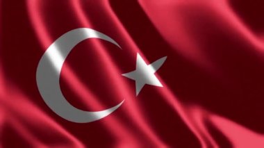 Turkey National Flag. seamless closeup waving, loop animation. Wonderful shiny flag. 3D render. High quality FullHD footage