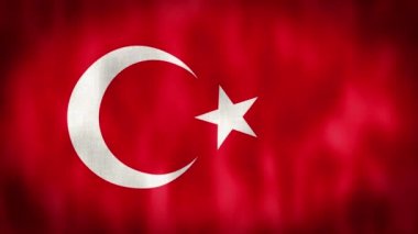 Turkey National Flag. seamless closeup waving, loop animation. 4k, 60 fps footage. Wonderful darky flag. 3D render. 