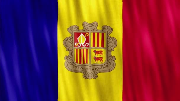 Bandeira Nacional Andorra Animação Loop Sem Costura Closeup Acenando Imagens — Vídeo de Stock