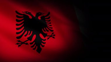 Arnavutluk Ulusal Bayrağı. Kusursuz döngü animasyonu yakın plan el sallıyor. Yüksek kalite 4k uhd, 60 fps görüntü