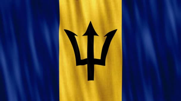 Bandeira Nacional Barbados Animação Loop Sem Costura Closeup Acenando Alta — Vídeo de Stock
