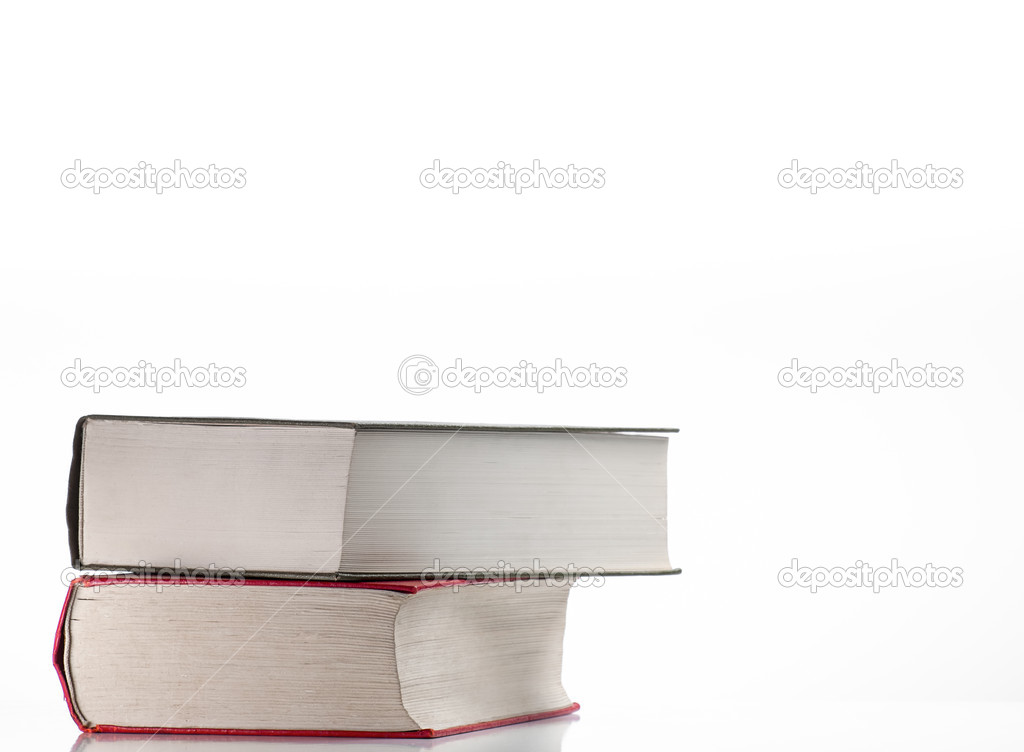 Books over white background