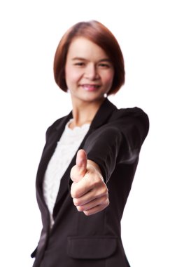 İş kadını başparmağını kaldırıyor