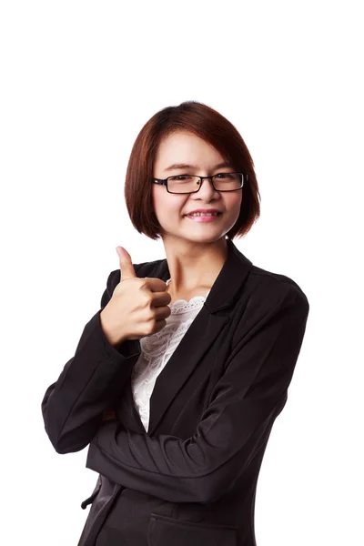 Affärskvinna visar tummen upp — Stockfoto
