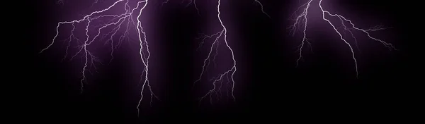 Lightning bolts isolated on black background. Thunder electric strike. Thunderstorm and lightning — Stock Photo, Image