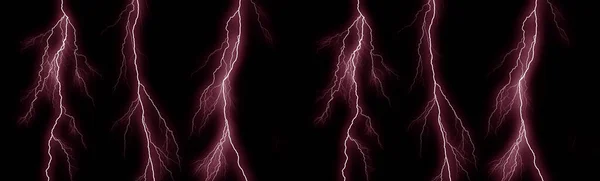 Lightning bolts isolated on black background. Thunder electric strike. Thunderstorm and lightning — Stock Photo, Image