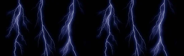 Lightning bolts isolated on black background. Thunder electric strike. Thunderstorm and lightning