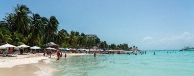 Isla Mujeres, Cancun, Mexico - September 13, 2021 - Beautiful Caribbean beach Playa Norte or North beach on Isla Mujeres near Cancun, Mexico clipart