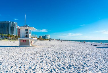 Clearwater Sahili, Florida Usa 'da güzel beyaz kumları var.