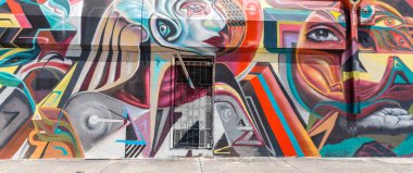 MIAMI, ABD - 29 Ağustos 2014: Graffiti tasarım bölgesi Wynwood 'daki duvar yazısı sanatı 29 Ağustos 2014' te Miami, Florida 'da