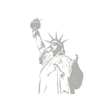 Digital art of Statue of Liberty isolated on white background. Flat drawing style
