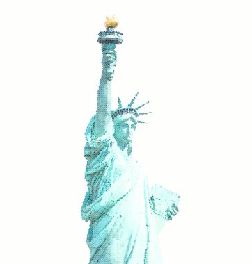 Digital art of Statue of Liberty isolated on white background. Circles style drawing