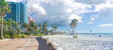 Beautiful Clearwater beach with white sand in Florida USA