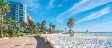 Beautiful Clearwater beach with white sand in Florida USA