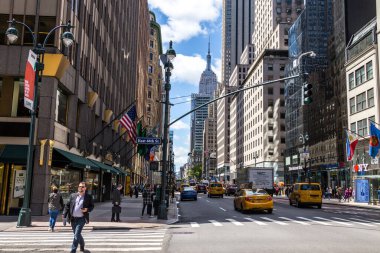 New york, USA - May 16, 2019: Busy street and crowd of people in New York city, USA