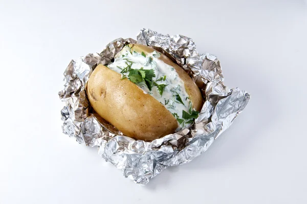 Baked potato with fresh sour — Stock Photo, Image