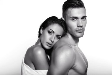 ihale güzel bir çift siyah beyaz portre