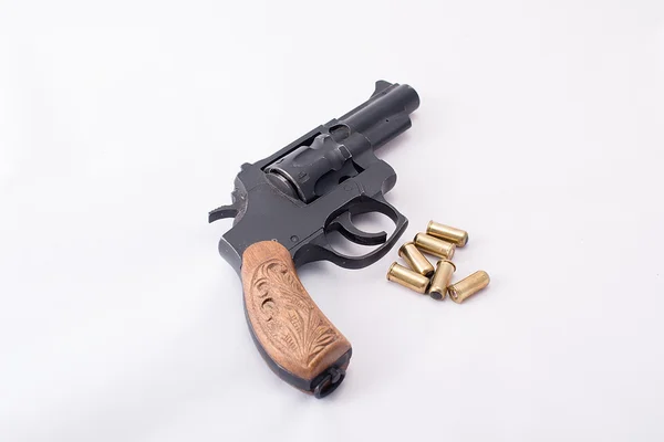 Revolver with a wooden handle — Stock Photo, Image