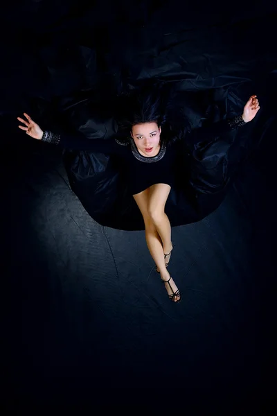 Girl in black dress — Stock Photo, Image