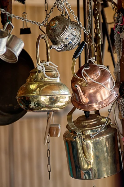 Brass utensils for tea — Stock Photo, Image