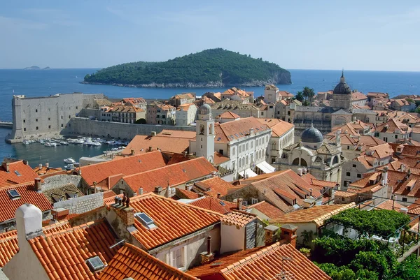 Dubrovnik panorama with Lokrum island — Stock Photo, Image