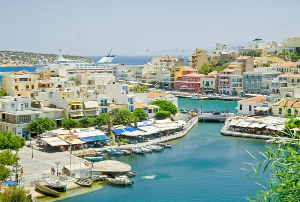 Fiske hamnen vid agios nikolaos, Kreta, Grekland — Stockfoto