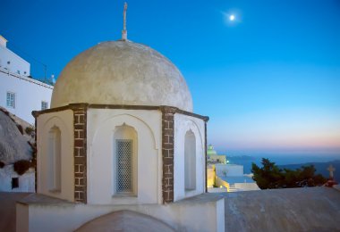 Fira kilise cupolas gece fira, santorini