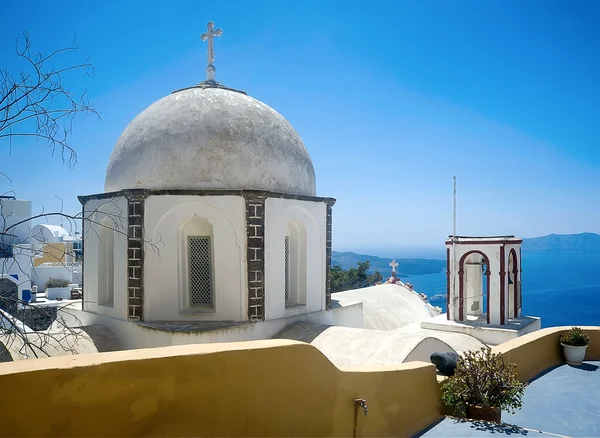 Fira church cupolas in Fira, Santorini — Stock Photo, Image