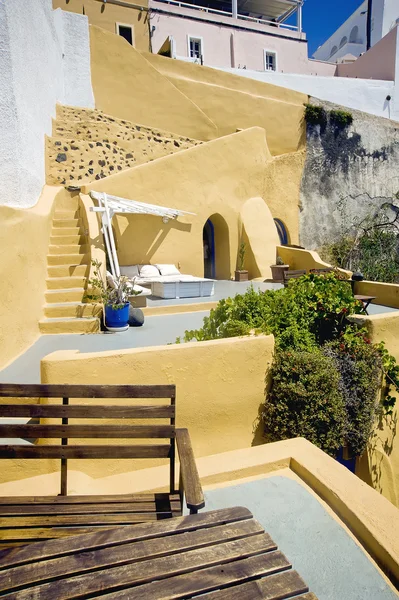 Yellow Santorini terrace 2, Greece — Stock Photo, Image