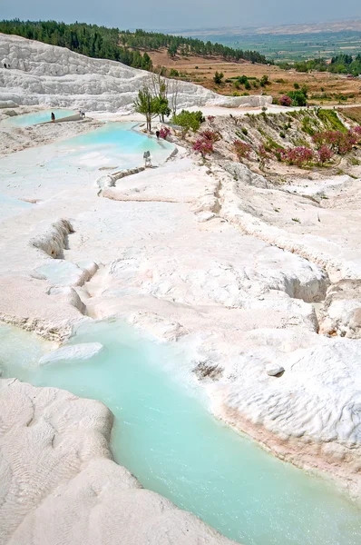 Vista panorâmica dos terraços travertinos em Pamukkale, na Turquia — Fotografia de Stock