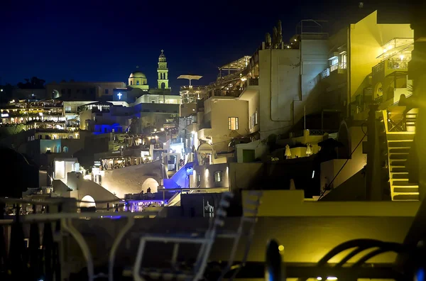 Nachtscène van fira, santorini, Griekenland — Stockfoto