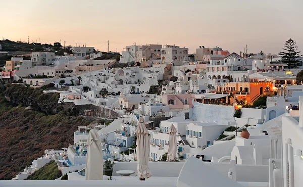 The panorama of Firostefani at sunset — Stock Photo, Image