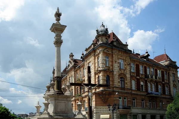 Paisaje Urbano Cuadrado Lviv Ucrania — Foto de Stock