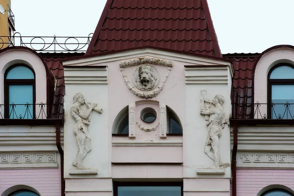 Украшенный Фасад Старого Здания Киеве Украина — стоковое фото
