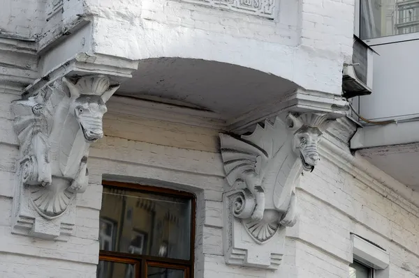 Архитектурное Оформление Старого Фасада Здания Киеве Украина — стоковое фото