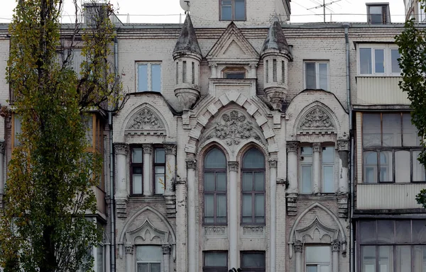 Fragmento Antiga Fachada Edifício Kiev Ucrânia — Fotografia de Stock