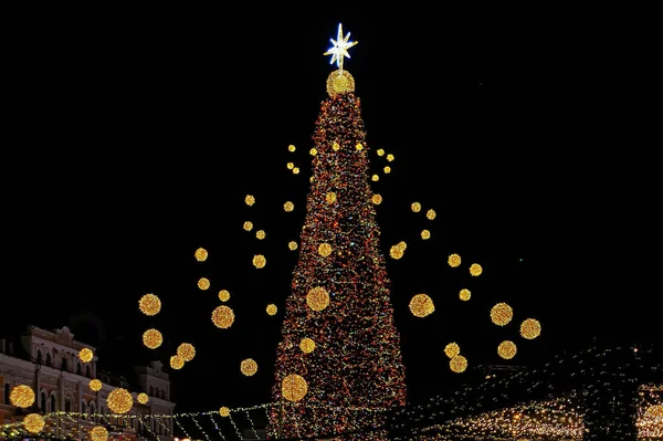 2022 Main Christmas Tree Ukraine Lit Kyiv Ukraine — Zdjęcie stockowe