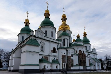 Kyiv Ukrayna 'daki Aziz Sophia Katedrali akşam manzarası