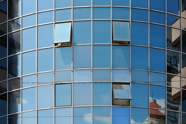 Background Glass Building Few Opened Windows — Stock Photo, Image