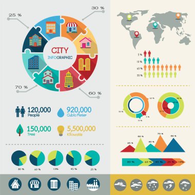Şehir Infographic elemanları