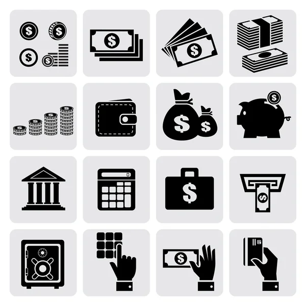Conjunto de iconos de finanzas y dinero — Vector de stock
