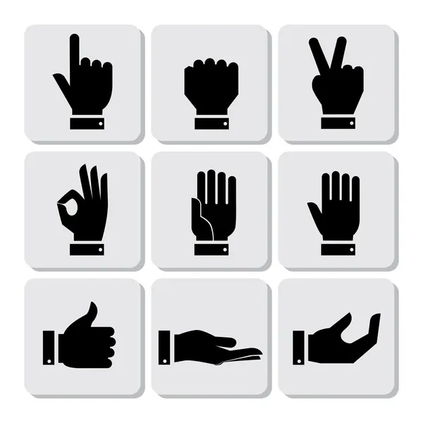 Conjunto de iconos de manos, ilustración vectorial de diseño plano — Vector de stock