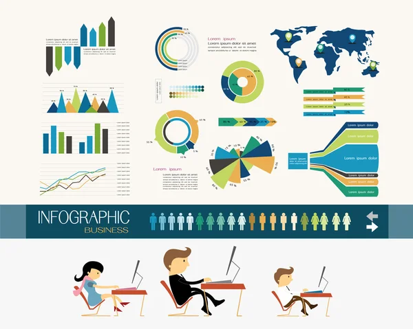 Business office and infographics — Stock Vector