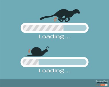 Fast and slow progress loading bar clipart