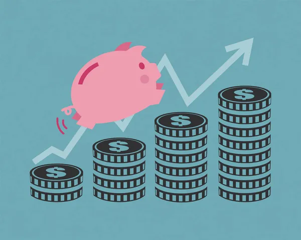 Cochon et barre d'argent — Image vectorielle