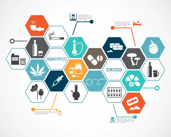 Infográfico de drogas narcóticas — Vetor de Stock
