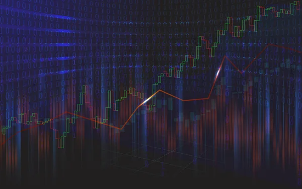 Stock Market Forex Chart Background Binary Code — 스톡 벡터