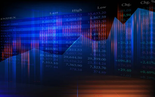金融投資の概念のためのパースペクティブグラフィックデザインの世界的なインデックス株式市場の取引チャート ベクトルイラスト — ストックベクタ