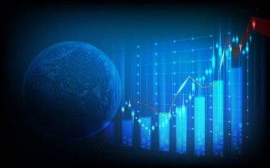 Finansal yatırım konsepti için perspektif grafik tasarımı, vektör illüstrasyonu 